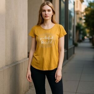 Ava James Gold Graphic Short Sleeve Relaxed Tee